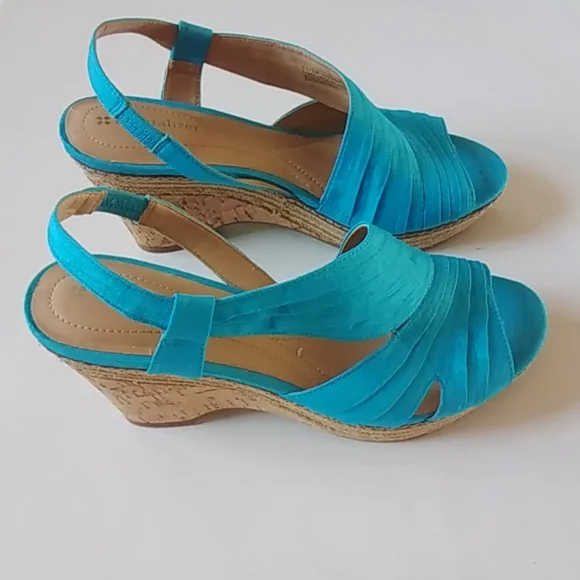 NATURALIZER FABRIC CORK WEDGE HEEL  SANDAL 9 1/2 MED NWOT) - Picture 2 of 6